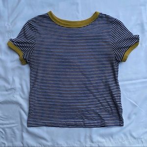 H&M Striped Yellow Collar Crop Top - Size S